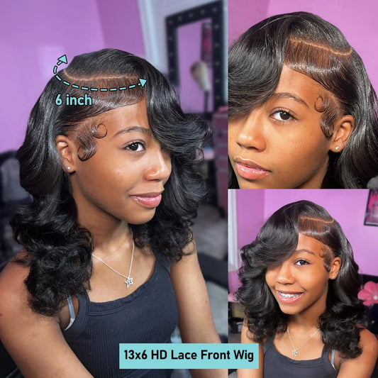 Body Wave Short Bob 13x4 Lace Front Human Hair Wig 250% 13x6 HD Lace Frontal Wigs For Women Brazilian 5x5 Glueless Closure Wig