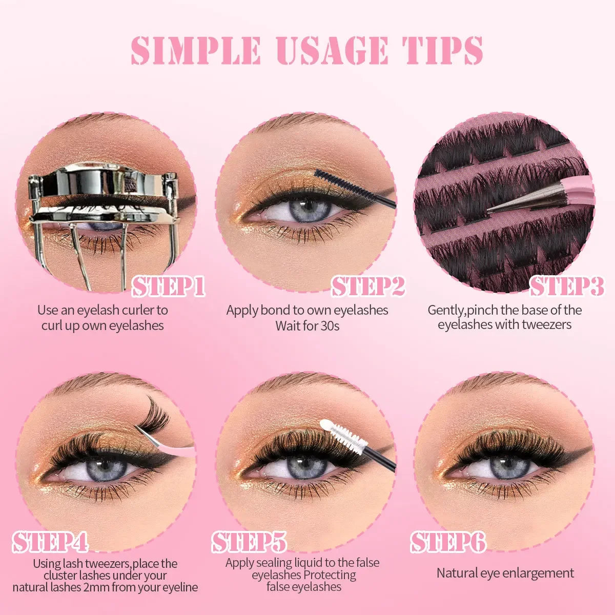 D Curl Lash Extension Kit Lash Clusters Kit 14/32 Rows Thick Eyelash Clusters